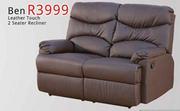 Ben Leather Touch 2 Seater Recliner