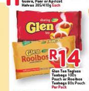 Glen Tea Tagless Teabags-100's Pouch Or Rooibos Teabags-80's Pouch Per Pack