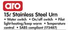 Aro 15Ltr Stainless Steel Urn
