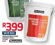 Homefront Textured Decor Paint Assorted Colours-20Ltr Each