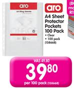 Aro A4 Sheet Protector Pockets 100 Pack