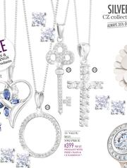 Special NWJ Silver CZ Pendant With Free Chain CZ Earrings Per