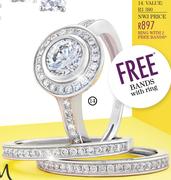 NWJ Silver CZ Ring With 2 Free Bands