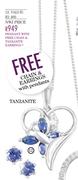 NWJ Silver CZ Pendant With Free Chain & Tanzanite Earrings