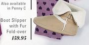 Boot Slipper With Fur Fold Over