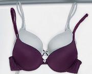 Shelley Lingerie 2 Pack Silver/Burgundy Push Up Bra