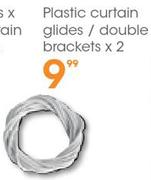 Plastic Curtain Glides/Double Brackets x 2