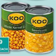Koo Whole Kernel Corn/Cream Style Sweetcorn-410g/415g