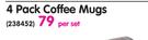 Primaries 4 Pack Coffee Mugs-Per Set