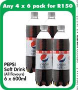 Pepsi Soft Drinks(All Flavours)-4's-6x600ml