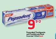 Pepsodent Toothpaste And Toothbrush Pack Assorted-150ml