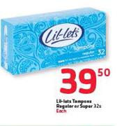 Lil-Lets Tampons Regular Or Super-32's Each