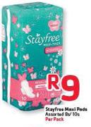 Stayfree Maxi Pads Assorted-8's/10's Per Pack