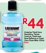 Listerine Total Care Sensitive,Tarter Control, Teeth And Gum Defencer Or Total Care Clean Mint-500ml