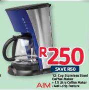 Aim 12 Cup Stainless Steel Coffee Maker