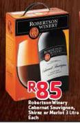 Robertson Winery Cabarnet Sauvignon, Shiraz Or Merlot-3ltr Each