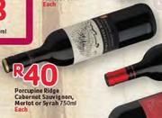 Porcupine Ridge Cabernet Sauvignon, Merlot Or Syrah-750ml Each