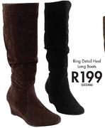 Ring Detail Heel Long Boots