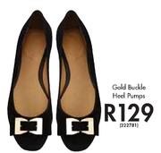 Gold Buckle Heel Pumps
