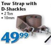 Tow Strap With D-Shackles 2 Ton 10mm