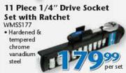 11 Piece 1/4" Drive Socket Set With Ratchet WMSS177-Per Set