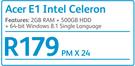 Acer E1 Intel Celeron