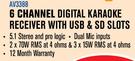 Dixon 6 Channel Digital Karaoke Receiver With USB & SD Slots AV3388