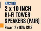 Dixon 2x10" Hi-Fi Tower Speakers(Pair) KM210D