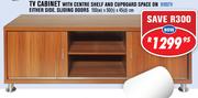 TV Cabinet With Centre Shelf And Cupboard Space On Either Side Sliding Doors 150x50x45Cm 9105TV