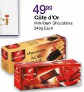 Cot d'Or Milk/Dark Chocolates-240g Each