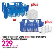 Hiball Glasses In Crate+ 3 Free Dishcloths Or 6 Free Shooter Glasses-30's Per Crate