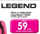  Legend Mens Or Ladies Basic Long Sleeve T-Shirts-Each
