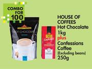 House Of Coffees Hot Chocolate 1kg Plus Confessions Coffee (Excluding Beans)-250g