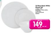 12 Piece Basic White Dinner Set