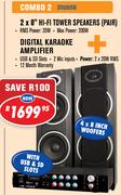 Dixon 2 X 8" Hi-Fi Tower Speakers(Pair)ST02USB+Digital Karaoke Amplifier