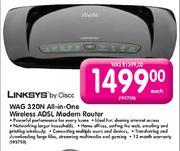 Linksys By Cisco Wag 320N All-In-One Wireless ADSL Modem Router