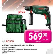 Bosch 650W Compact Drill Plus 39 Piece Accessory Kit
