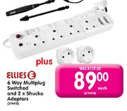 Ellies 6 Way Multiplug Switched and 2 X Shucko Adaptors