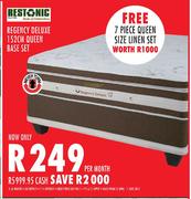 Restonic Regency Deluxe 152cm Queen Base Set + Free 7 Piece Queen Size Linen Set