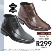 Double Zip Leather Boots