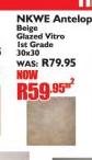 Nkwe Antelope Beige Glazed Vitro 1st Grade 30x30-Per Sqm