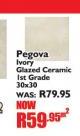 Pegova Ivory Glazed Ceramic 1st Grade 30x30-Per Sqm