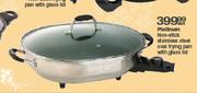 Platinum Non-Stick Stainless Steel Oval Frying Pan With Glass Lid Each 