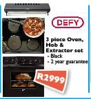 Defy 3 Piece Oven,Hob & Extractor Set