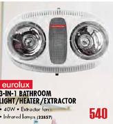 Eurolux 3-In-1 Bathroom Light/Heater/Extractor-40W