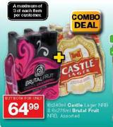 Castle Large NRB-6x340ml & Brutal Fruit NRB-6x275ml Assorted-2's