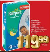 Pampers Active Baby Disposable Nappies New Baby-72's/Midi-62's-Each