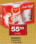 Canderel Sweetener-2 x 100gm+ Free Mug