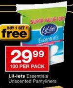 Lil-Lets Essentials Unscented Pantyliners-100's Per Pack