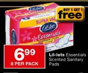 Lil-Lets Essentials Scented Sanitary Pads-8's Per Pack